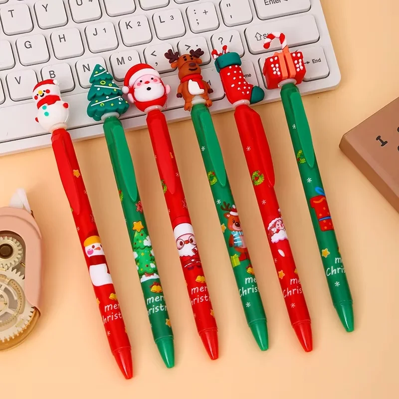 

36pcs Santa Claus Gel Pen Cartoon Set Quick Drying 0.5mm Black Cartoon Soft Plastic Students Learn Stationery Gift School Supply