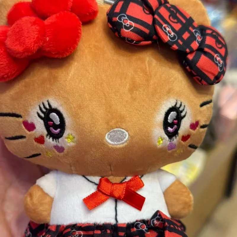 New Sanrio Kitty Black Leather Hot Girl Outfit Plush Doll Cute Pendant Cute Toy Birthday Gift Table Decoration Children'S Toy