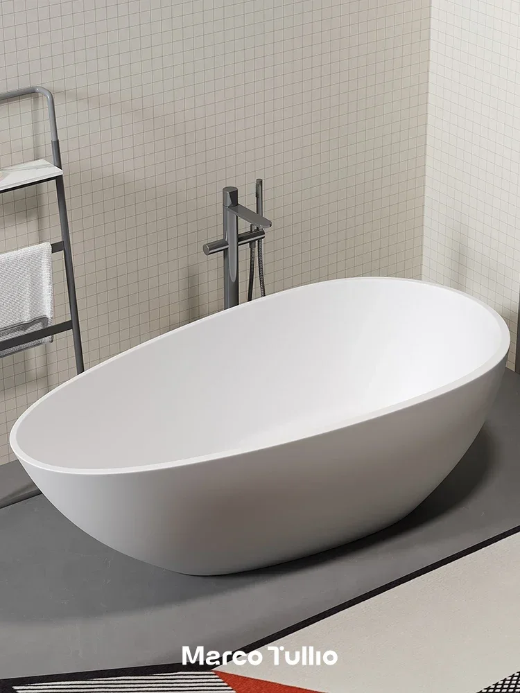 

SAT49 European-Italian luxury polymer resin household goose egg-shaped artificial stone bathtub