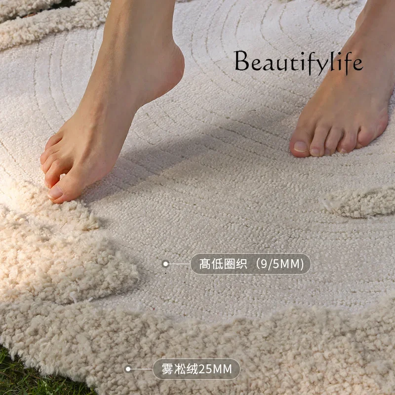 Xx Handmade, Round Beige Carpet Living Room Sofa Blanket Cream Wind Premium Home Bedroom Bedside Floor Mat