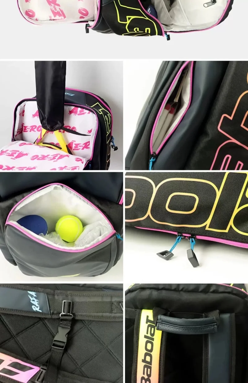 Babolat original puro strike 4th gen mochila de tênis grande capacidade raquete padel sacos esportivos comporta até 3 raquete