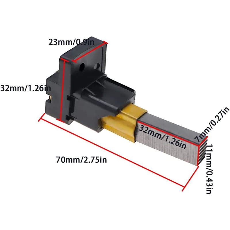 Gran oferta, 10 Uds., cepillos de carbono para máquina con soportes para aspiradoras DC05 DC07 DC08, cepillo de carbón para Motor 7X11X32mm