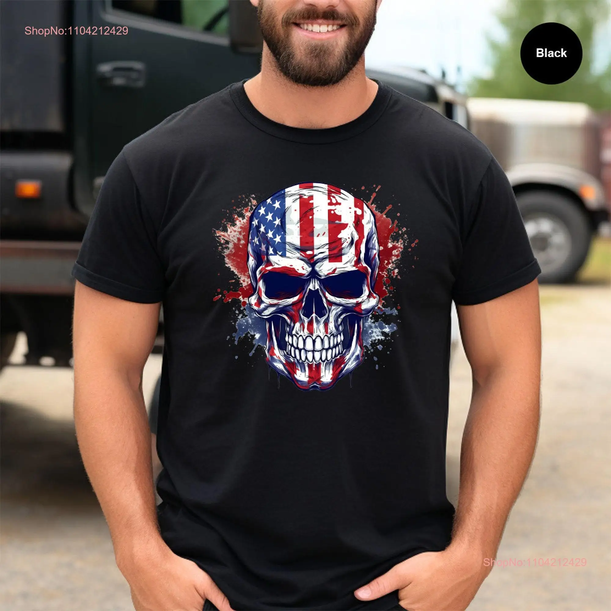 Cool Patriotic Skull T Shirt 4th of July Fourth Independence Day Celebration Freedom SL2533 long or short sleeves