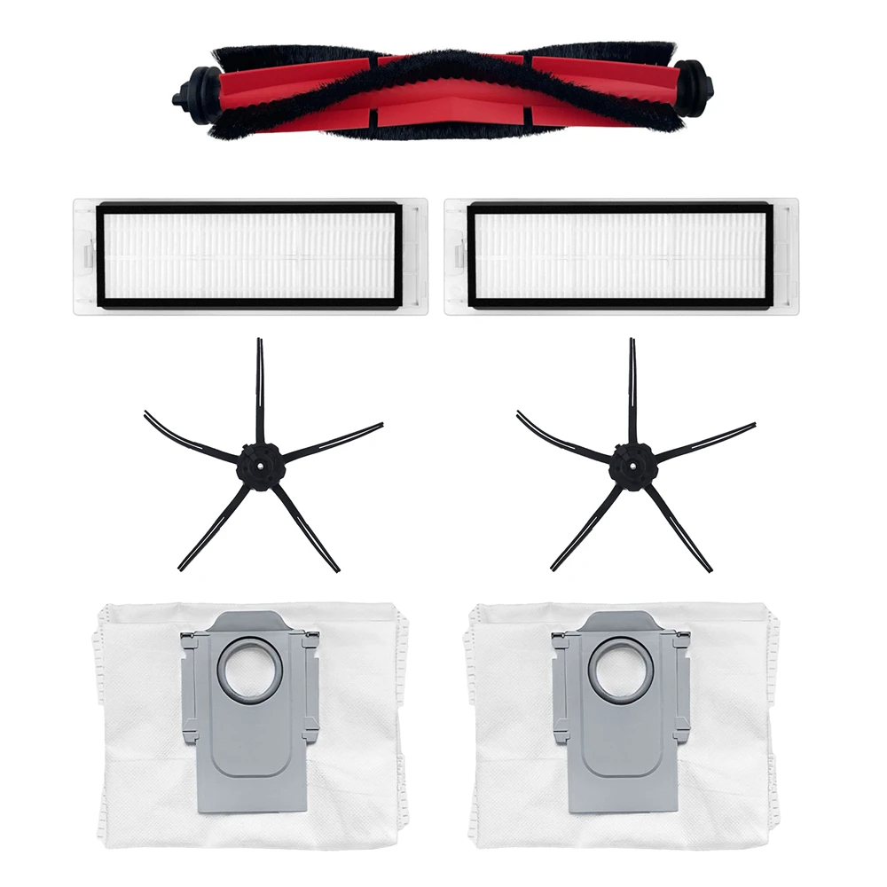 Main Brush*1/ Side Brush*2/ Hepa Filter*2/ Dust-Bag*2/ Roller Cover*1 for ROBOROCK Q5 Sweeper Replacement Cleaning Kits