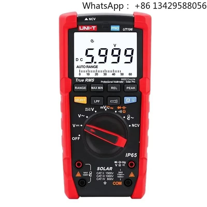 UT196 1700V DC True RMS Professional Digital Multimeter Solar Pro Voltage Frequency Resistance Capacitance Tester