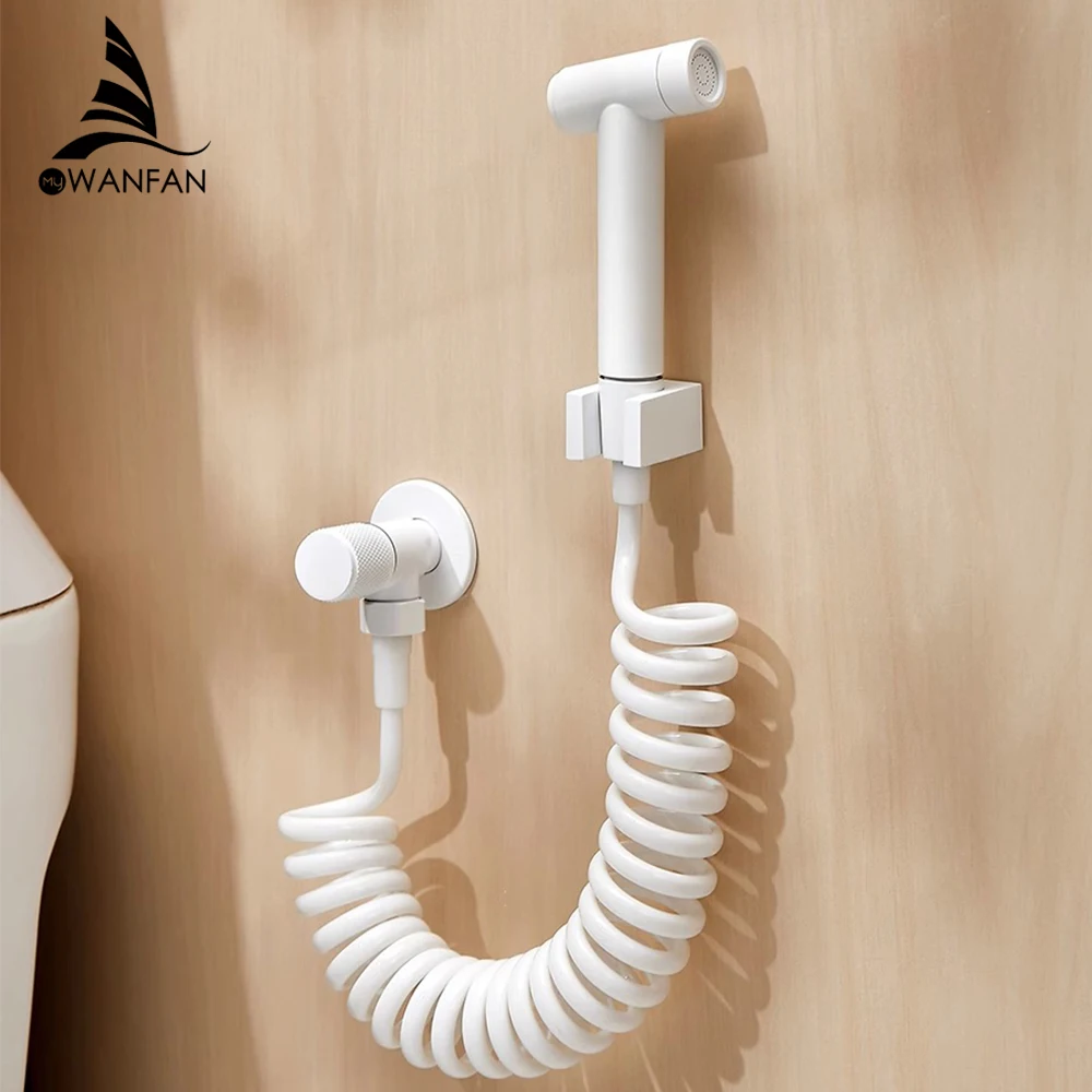 Bidet Faucets White Single Cold Water Brass Wall Mounted Bathroom Hygienic Shower Sprayer Toilet Washing Machine Tap 811581