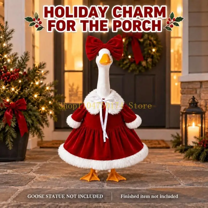 Entryway Geese Statue Costume with White Plush Trim and Front Tie for Festival Top Sale