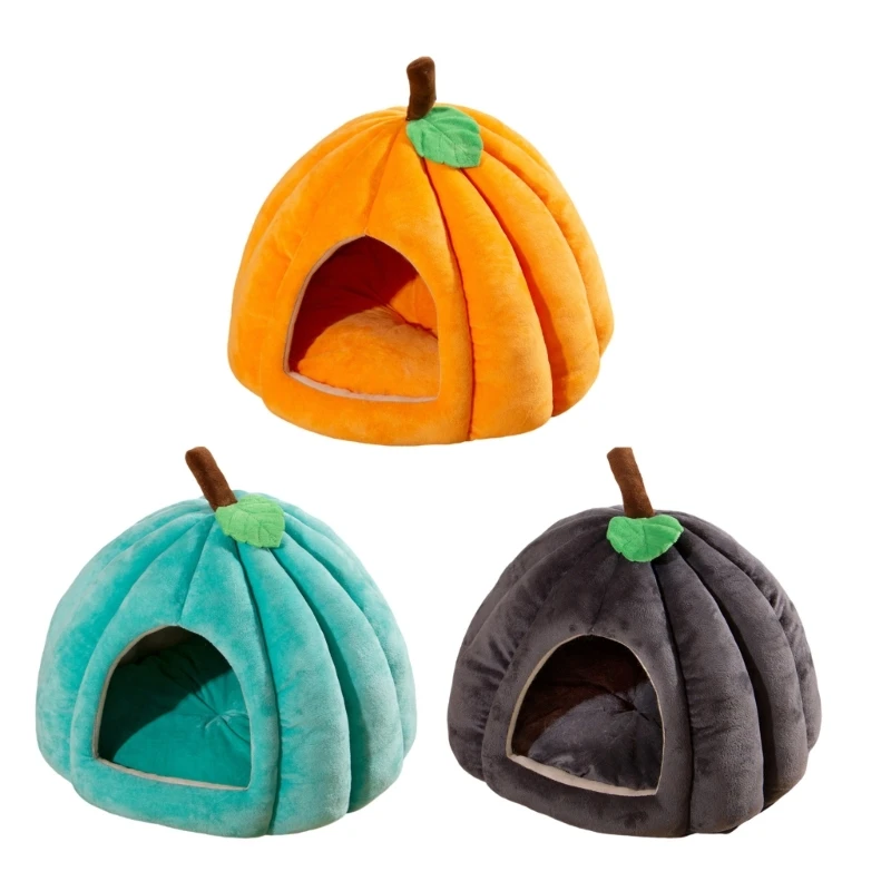 Dog Puppy Cartoon Pumpkin Cave Bed Detachable Cushion Cave for Small to Pet Creative Pet Bed Nest Drop shipping