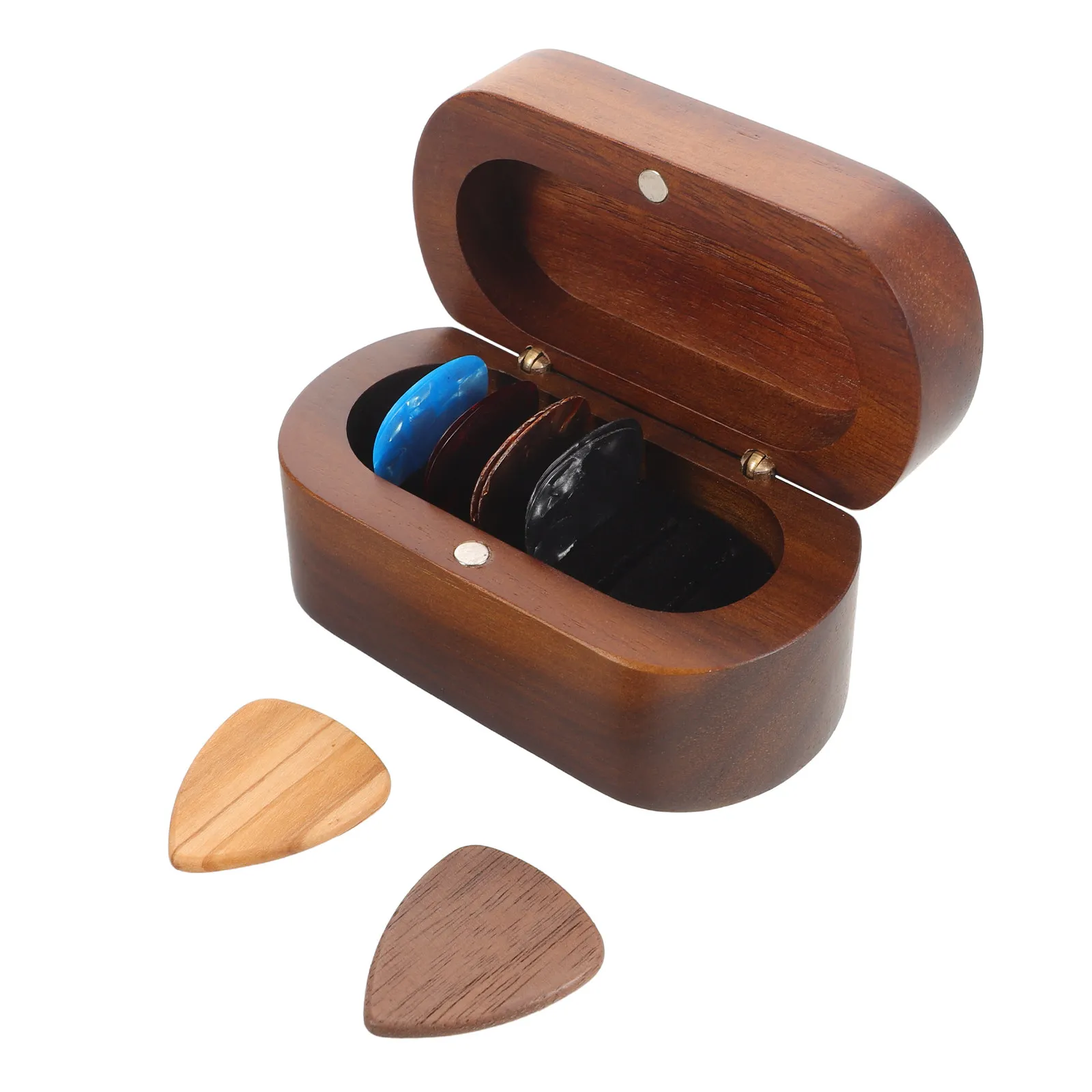 

Набор: Деревянный футляр для гитарных медиаторов с 10 медиаторами, прочный дорожный кейс для музыкантов, портативный органайзер для хранения медиаторов, для любителей музыки