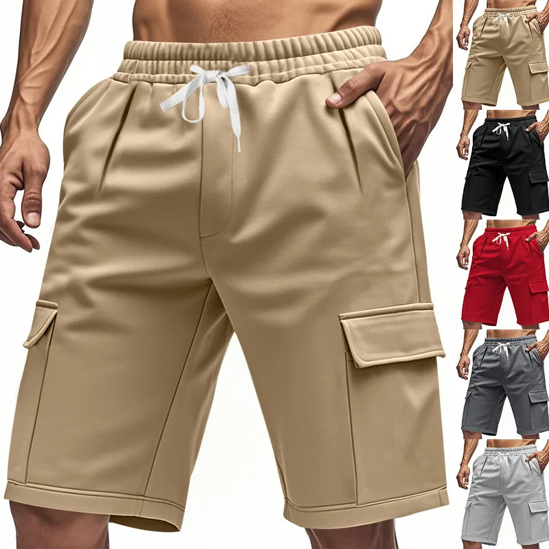 

Man clothing athletic, breathable, loose-fitting workwear shorts with multiple pockets, perfect for squats, jogging men's shorts