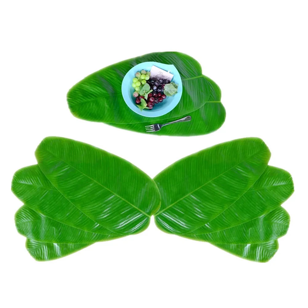 10Pcs Banana Leaf Cloth Non Slip Protective Table Mat for Bowls Cups Dining Party Hotel Restaurant Banana Leaf
