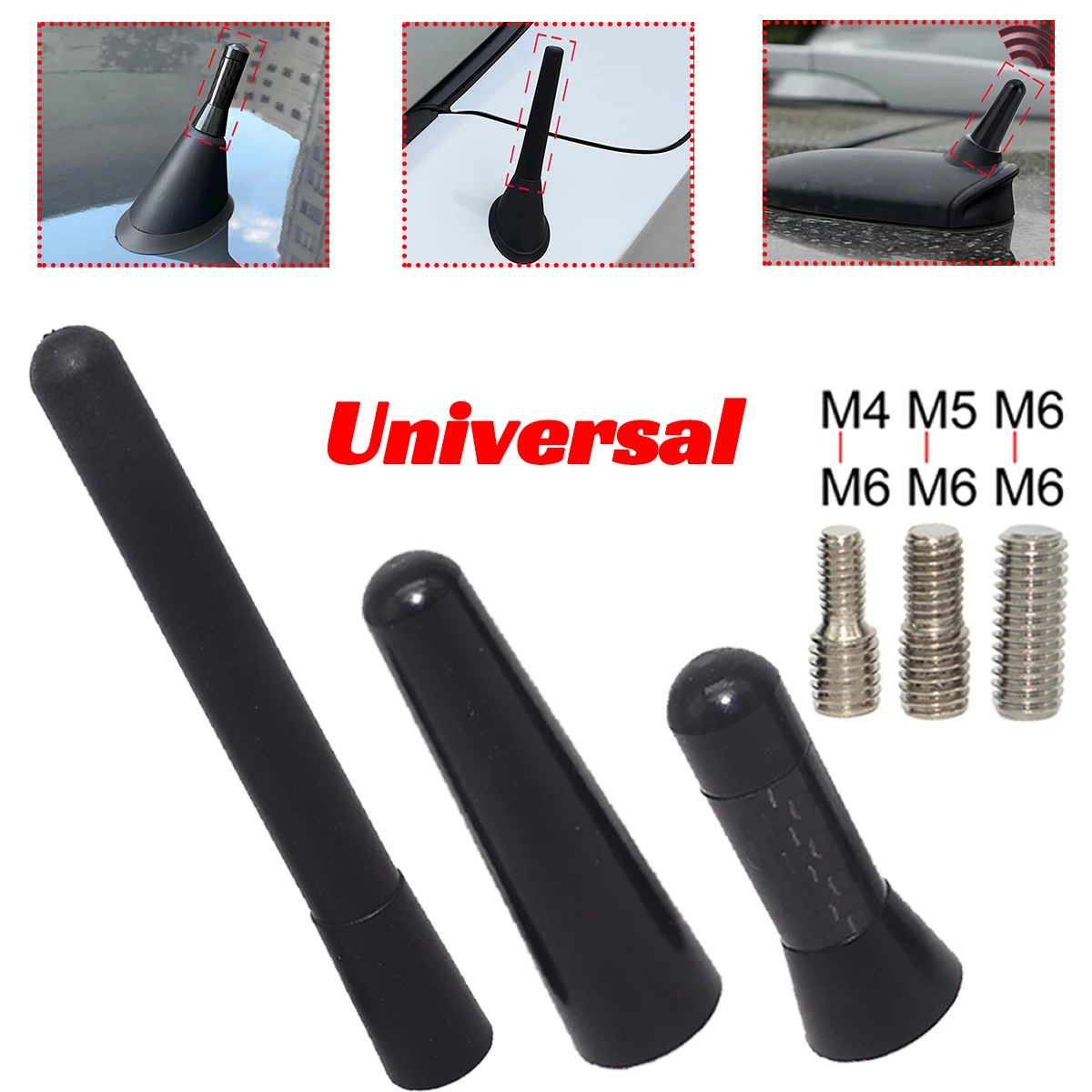 

Universal AM/FM Antenna Car Bee Sting Stubby Aerial Mast Radio Roof Mount Sport Short Rod 3.6cm/5cm/9.7cm Replacement Parts