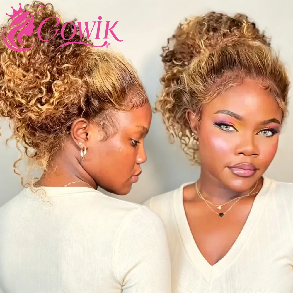 

Deep Wave 360 Lace Front Wigs Human Hair 250 Density 4/27 Highlight Ombre 360 Full Lace Frontal Wigs Human Hair With Drawstring Brazilian Wigs Human Hair