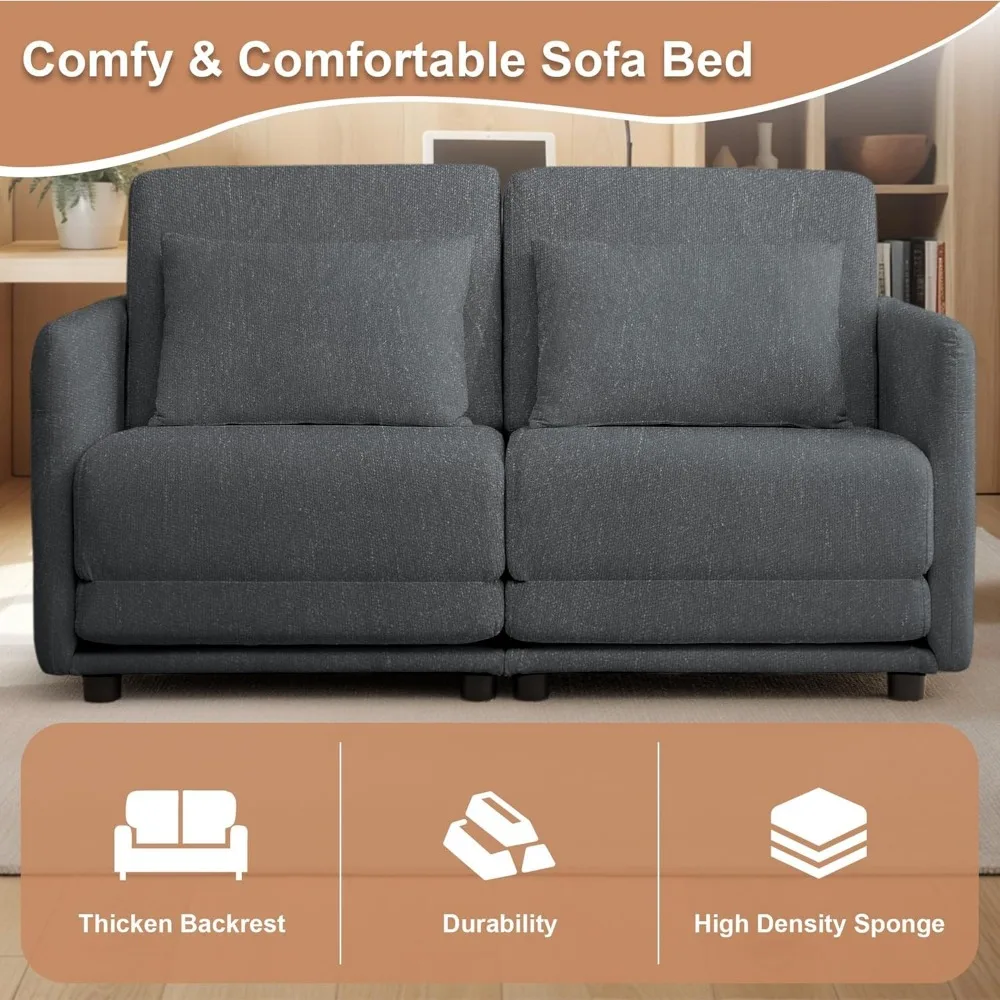 أريكة سرير فوتون صغيرة الحجم بالكامل من GEEYOO، مقعد محبب قابل للتحويل