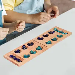 Wood 48 Beads Mancala Board Game,Party Game,Classic Family Games,Foldable Mancala Board Game for Family Travel Entertainment