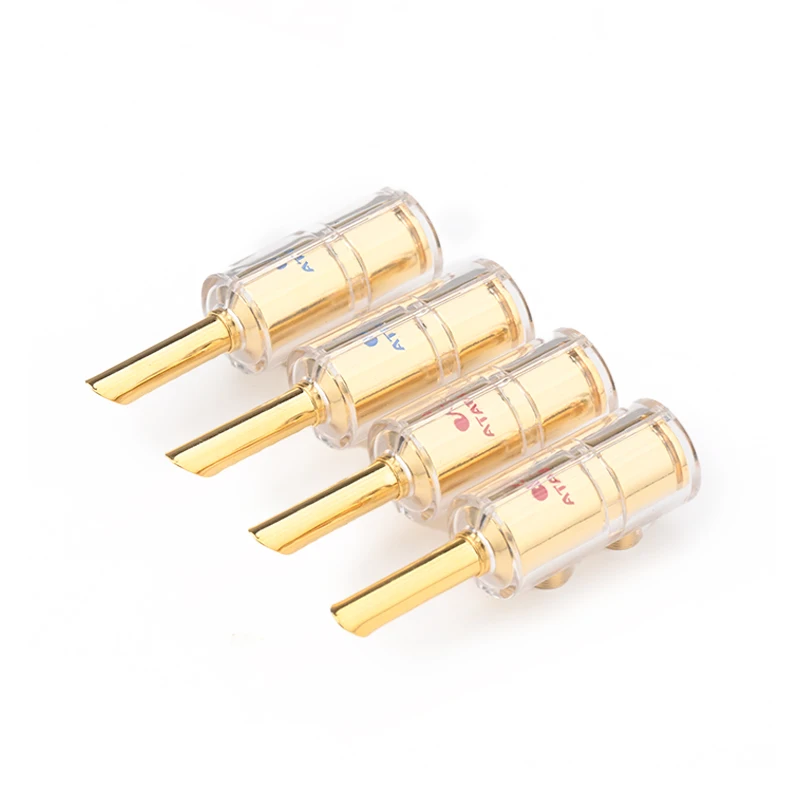 8PCS Hifi Banana Y Plug High Grade Pure Copper Gold Plated with Crystal Shell Banana Connector for free DIY Speaker Audio Cable