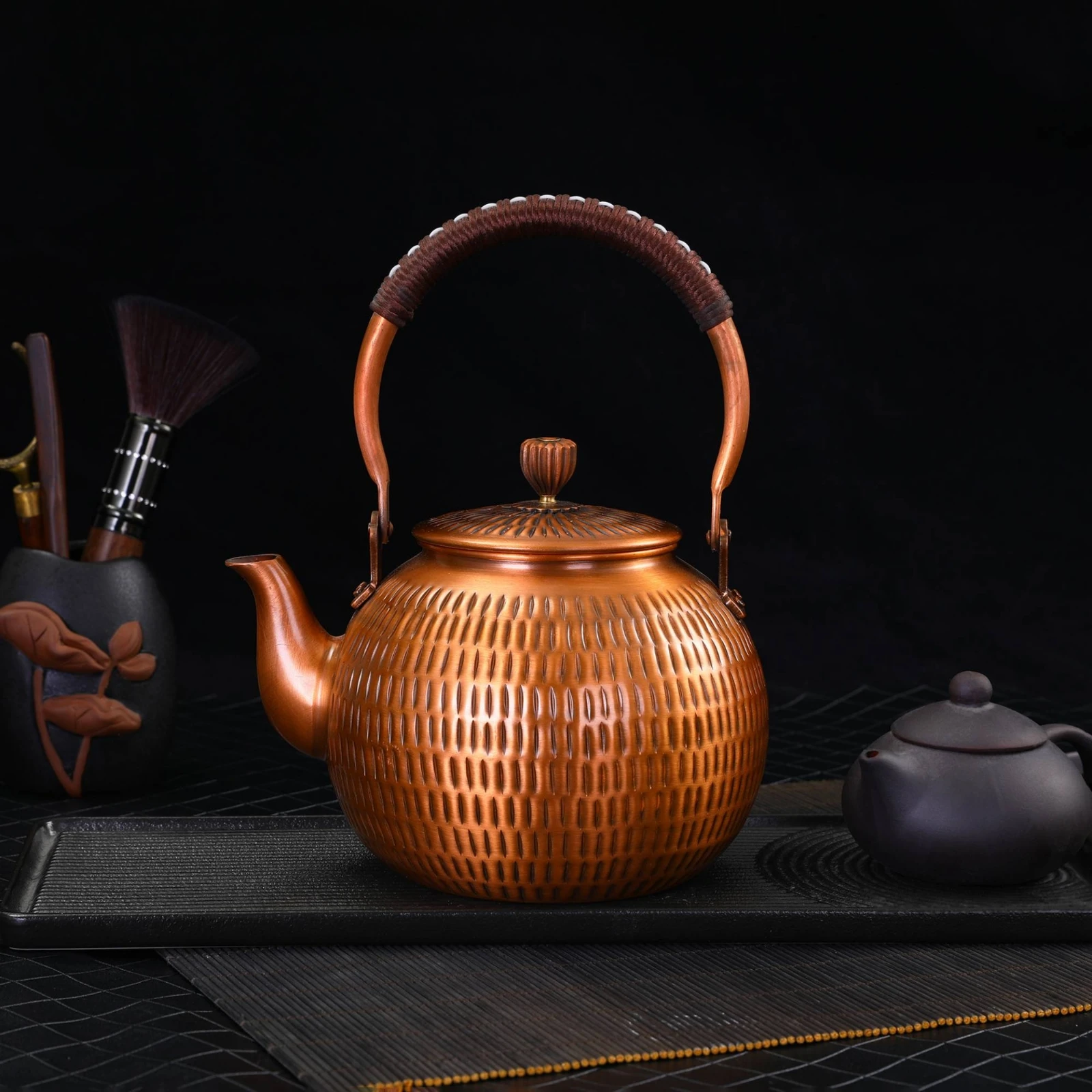 Copper Tea Kettle Elegant Tea Kettle with Lid Teapot Attractive Textured for Guests, Home, Office