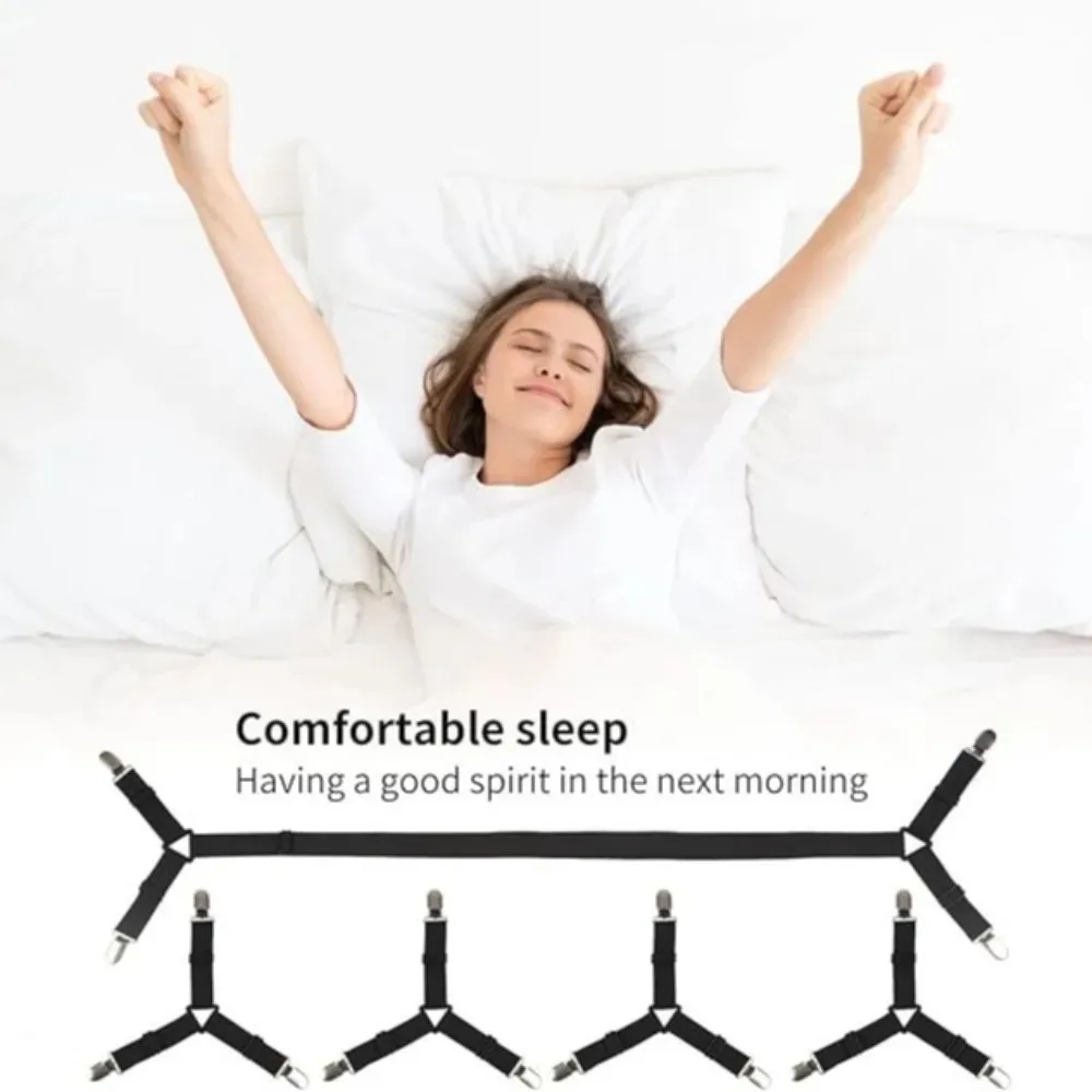 5PCS Adjustable Elastic Bed Sheet Holder Straps Anti Slip Sheet Clip for Blankets Quilt Fitted Sheet Home Organization Gadgets