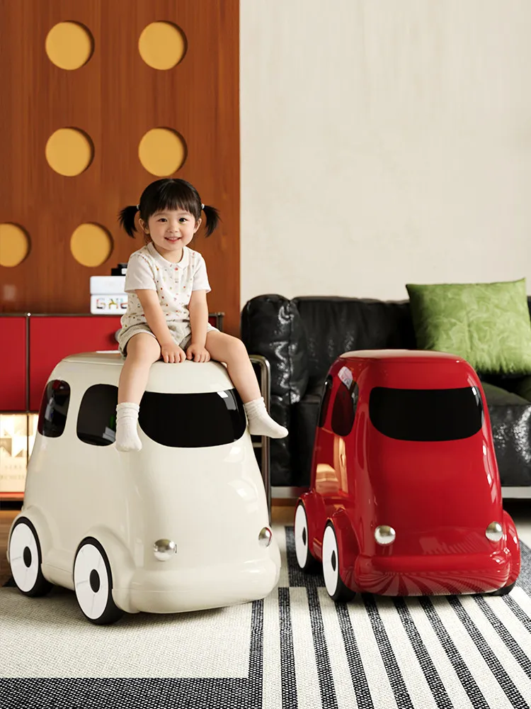 

Мусорное ведро для гостиной в форме ретро-автобуса, мобильное, большой емкости, с крышкой, для бытовых отходов, из пластика