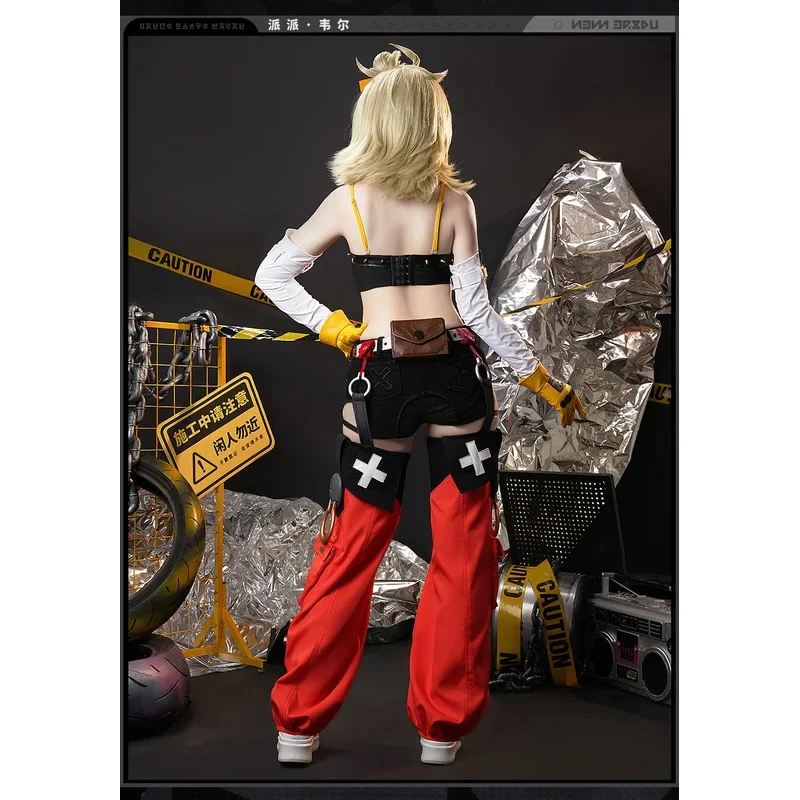 لعبة Zenless منطقة صفر بايبر عجلة تأثيري حلي طويلة شعر مستعار أشقر موحدة النساء الرجال هالوين الزي لعب الأدوار الدعائم Presalex ؛ 8'