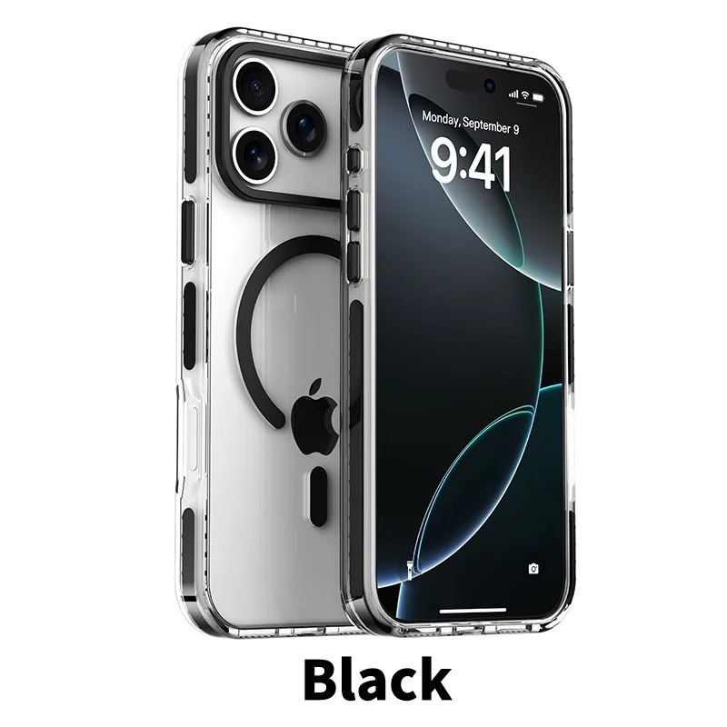 Luxuriöse, kontrastfarben gestreifte HD-Klarsicht-Handyhülle für iPhone 18 17 Air 16 E 15 14 Plus 13 12 Pro Max mit MagSafe-Magnetfunktion. – Detail 2
