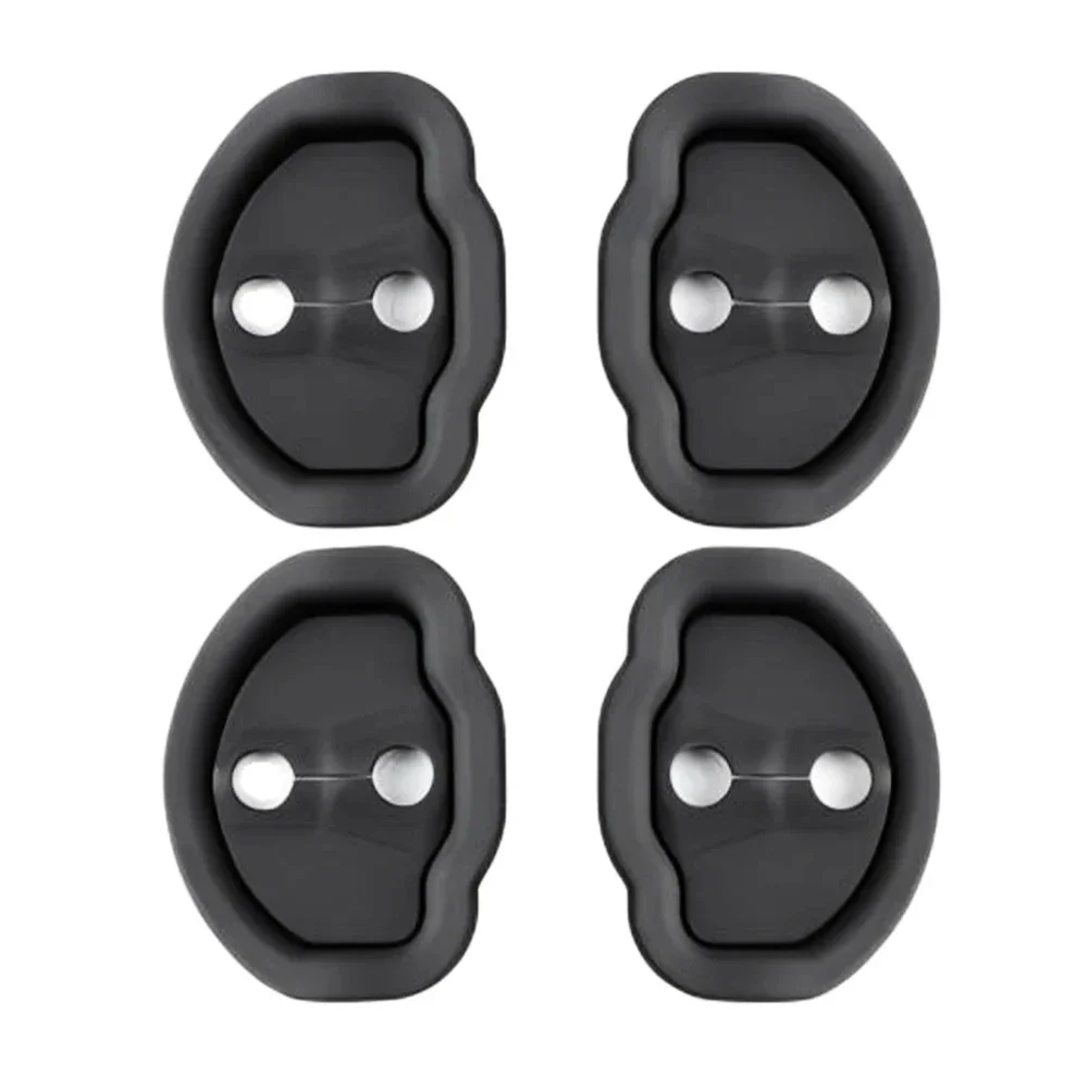 4pcs For Tesla Model 3 Model Y Car Door Mute Damping Cushion Silicone Door Lock Buckle Car Door Anti-collision Protective Cover