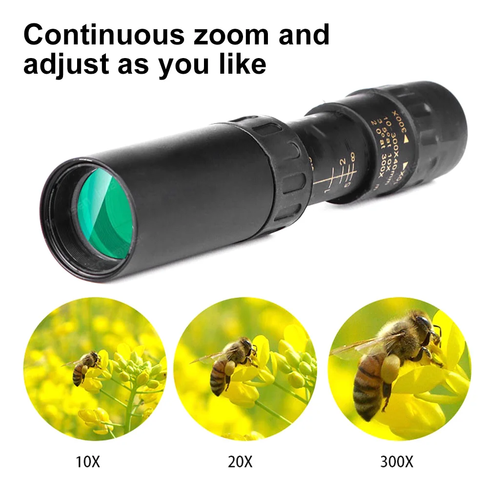 

10-300X40mm HD Monocular Telescope BAK4 Prism Telescope With/Without Tripod Metal Telescopic For Outdoor Camping Hunting