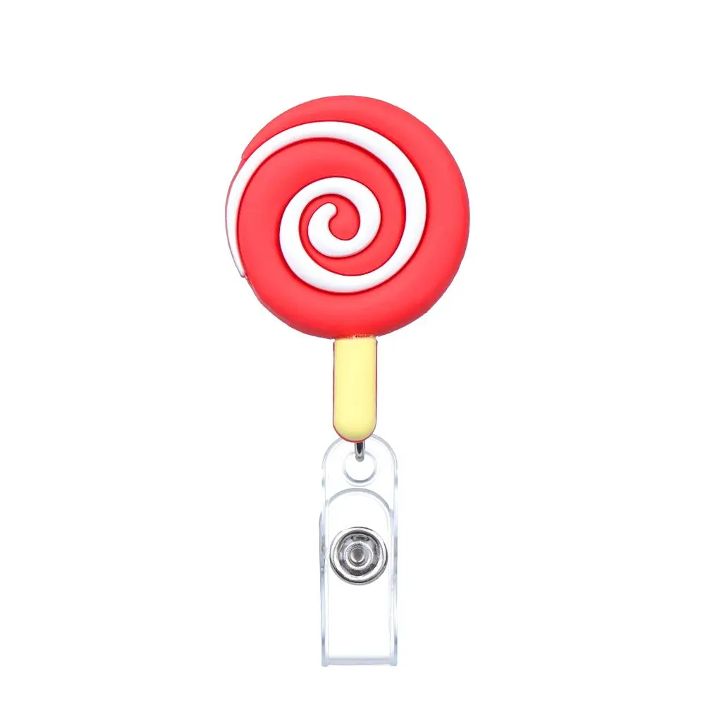 

Cute New Accessories Retractable Flower Alligator Clip Badge Holder Colorful Cartoon Silicone Badge Reel ID Badge Card Clips