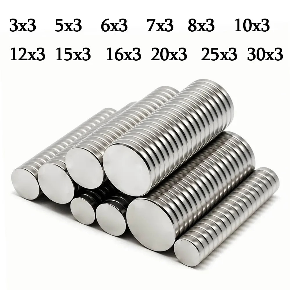 Super Strong Round Neodymium Magnet Powerful Magnets N35 Permanent Magnetic NdfeB Refrigerator Magnet 3x3 6x3 8x3 10x3 20x3 30x3