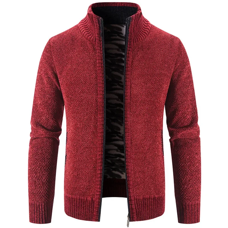 Lã masculina mantém cardigan de zíper quente, suéter casual de malha, jaqueta masculina, roupas novas, outono, inverno, 2022