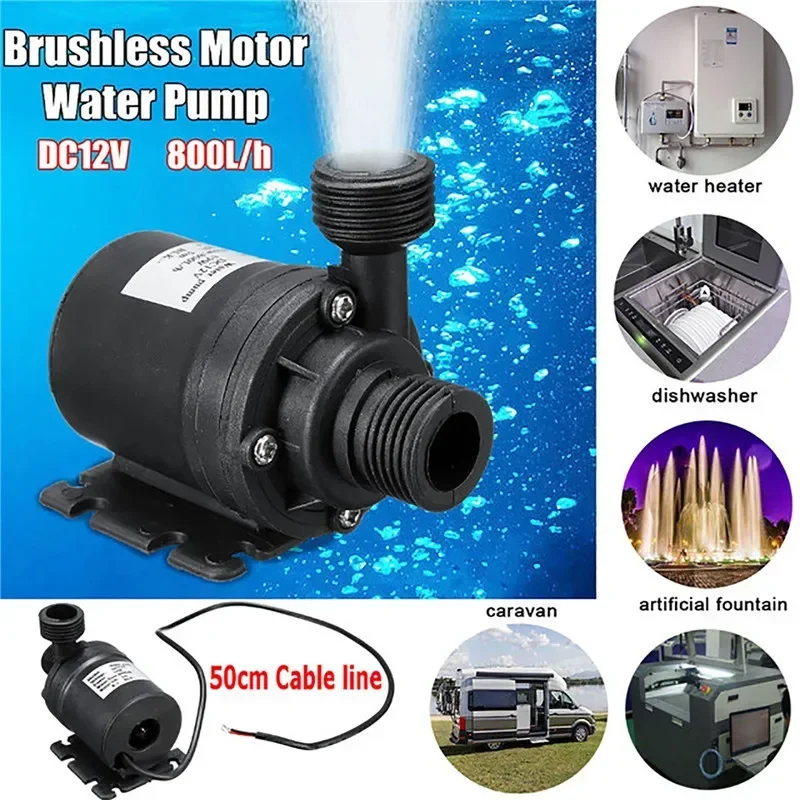 800L/H Aquarium Tank Pump 5m Fountain Water Height Solar Power Water Pump Brushless Motor Energy-saving with Power Storage Box