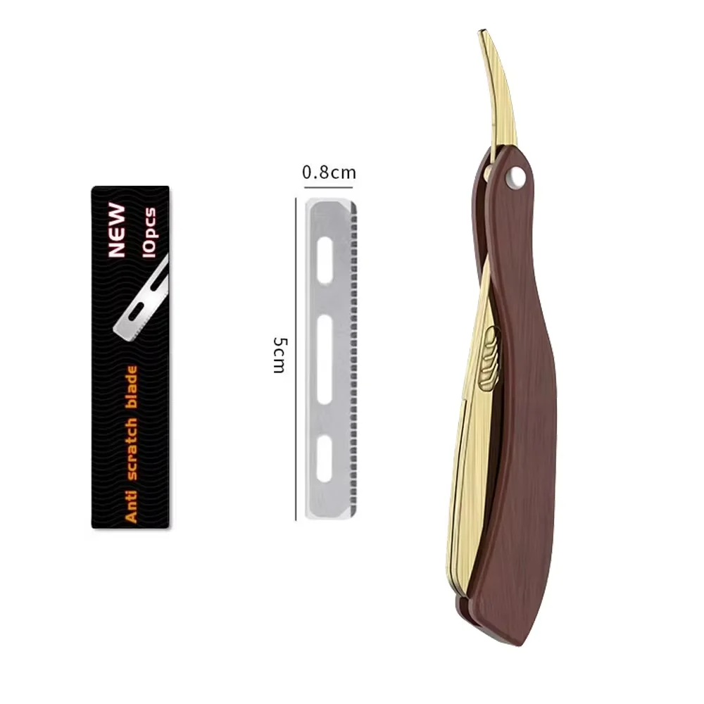 Vintage Wooden Straight Razor for Men, Foldable Manual Shaving Razor, Classic Barber Cut Throat Razor, Ideal Gift for Man