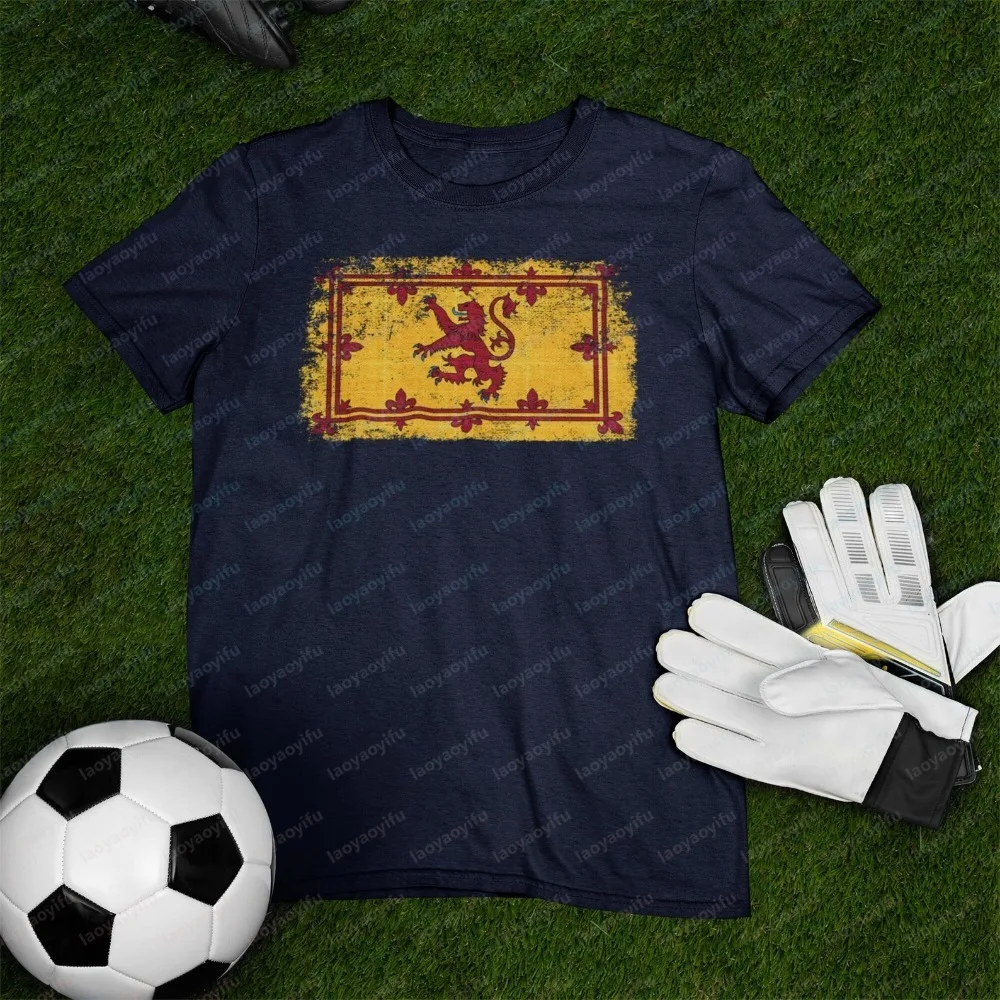 Scottish Coat of Arms Flag T Shirt for Men for Men Scotland Badge Tee Football Gifts for Country Summer Tops Fan Wear for Games