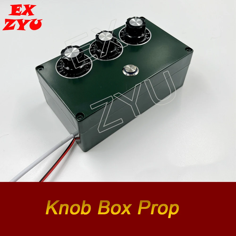 Escape Room Game Prop Knob Box Prop Rotate Three Knobs to Right Position Press the Metal Button to Unlock EX ZYU