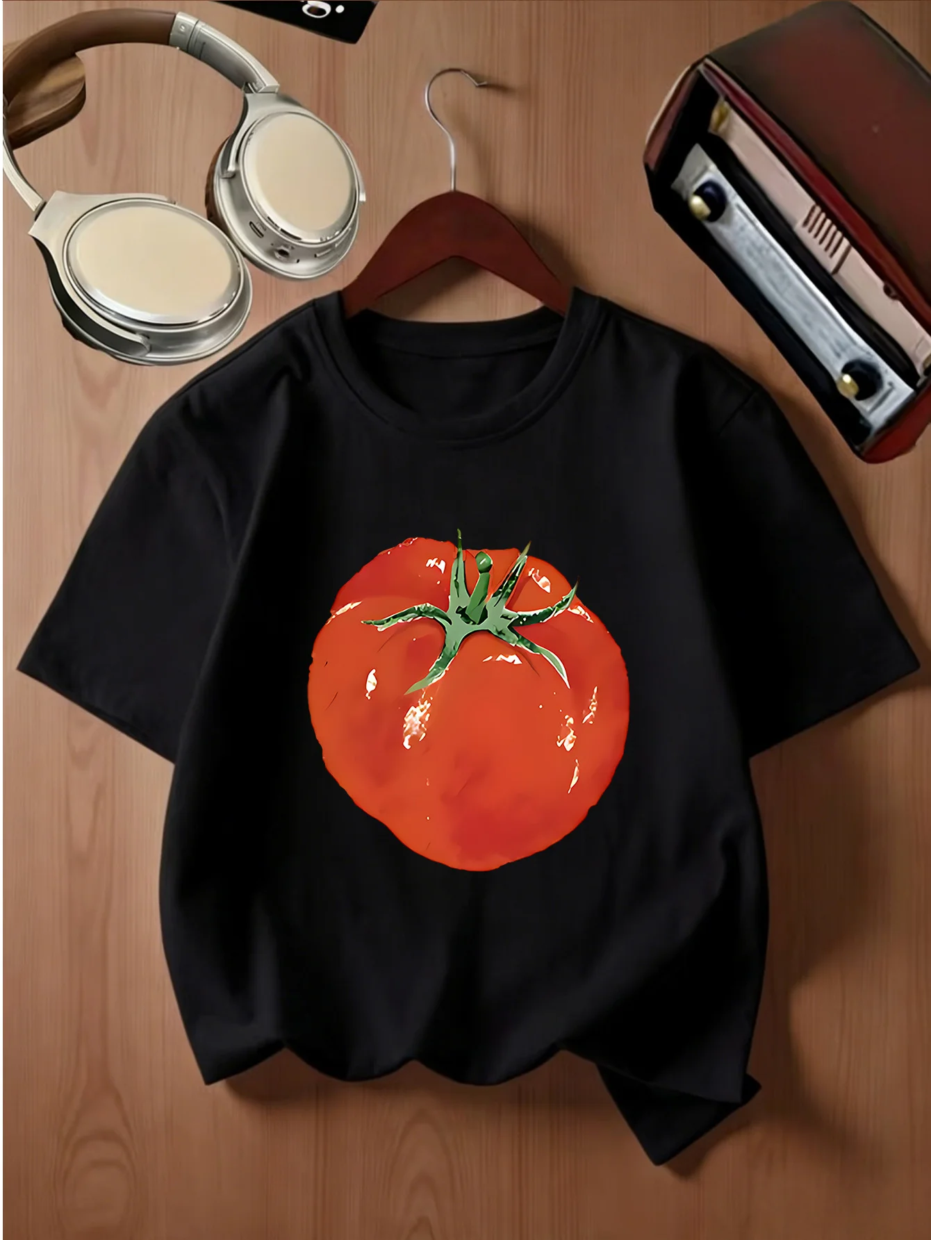 Fresh Red Tomato Hand Drawn Vegetable Art Print Kids T Shirt Boys Girls Family Matching Parent Child Summer Crew Neck Casual Tee