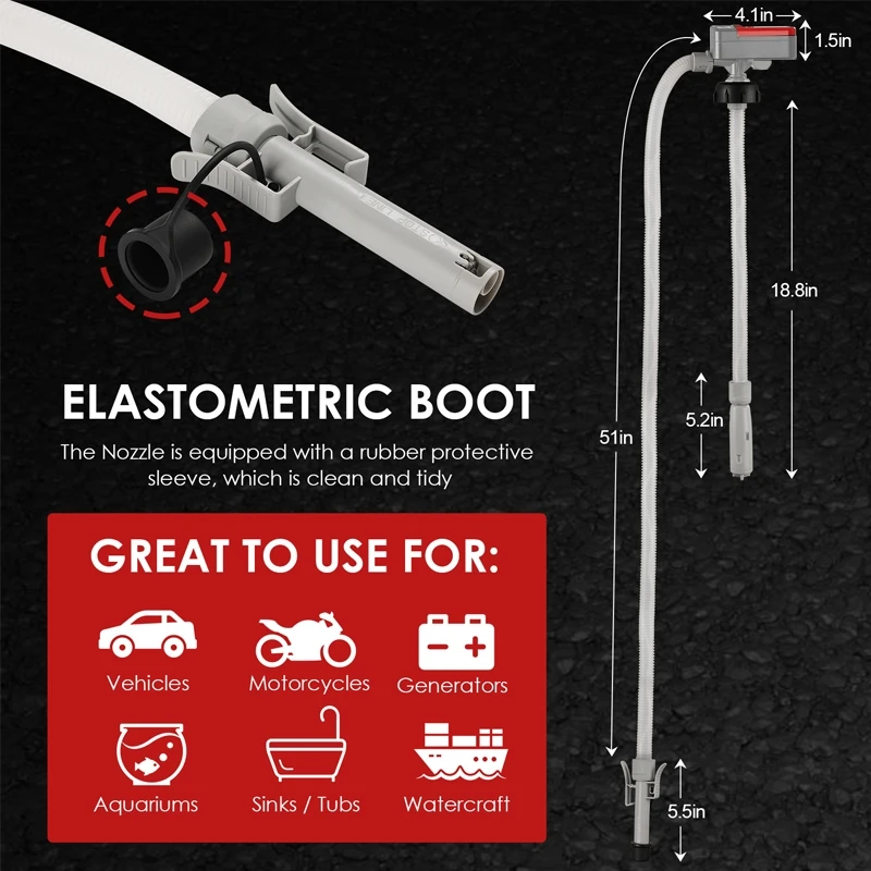 Electric Fuel Oil Transfer Pump with 51 Inch Hose 3-Tank Adapter Auto-Stop Portable Gas Can for Safe And Fast Oil Transfer