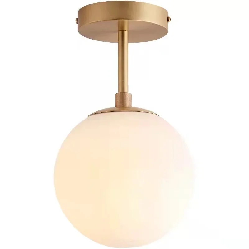 Imagem -06 - Nordic Redonda Lâmpada do Teto de Bola de Vidro Creative Living Room Lights Iluminação Moderna Minimalista Lâmpada do Corredor E27