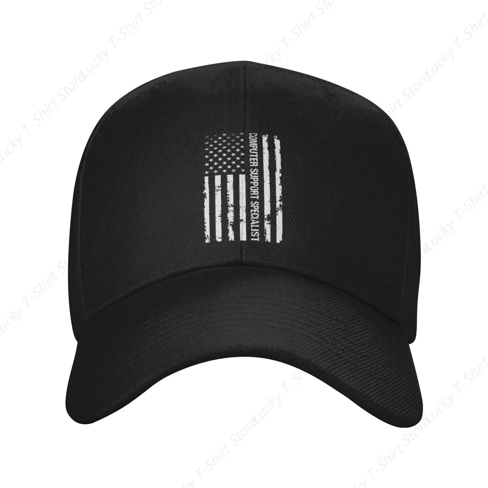 American Flag Computer Support Specialist Trucker Baseball Cap for Men Women Golf Hats Adjustable Dad Hat Yellow