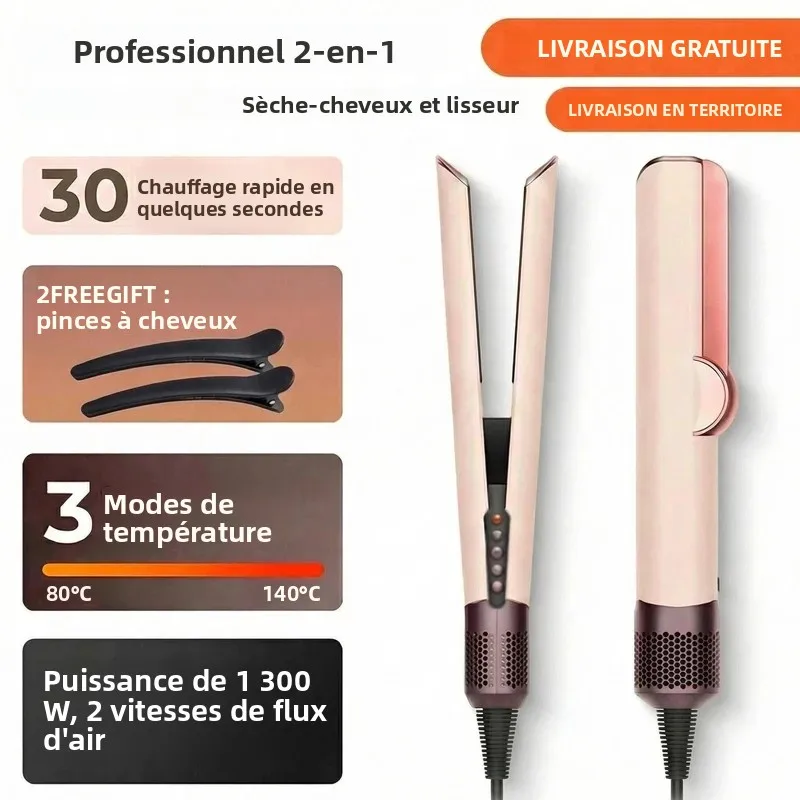 SenCiciMen 2-en-1 Sèche-cheveux et Lisseur à Ions Négatifs pour Hommes – Outil Coiffant Longue Durée