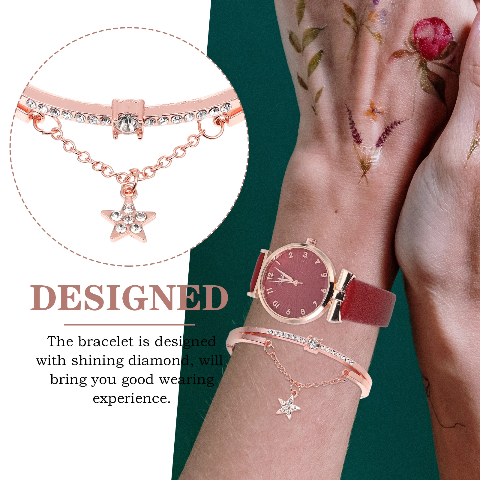 

Quartz Watch Bracelet Set for Women Band Charms Watchbracelets Wrist Female Ladies Watches Ladies' Fashionable