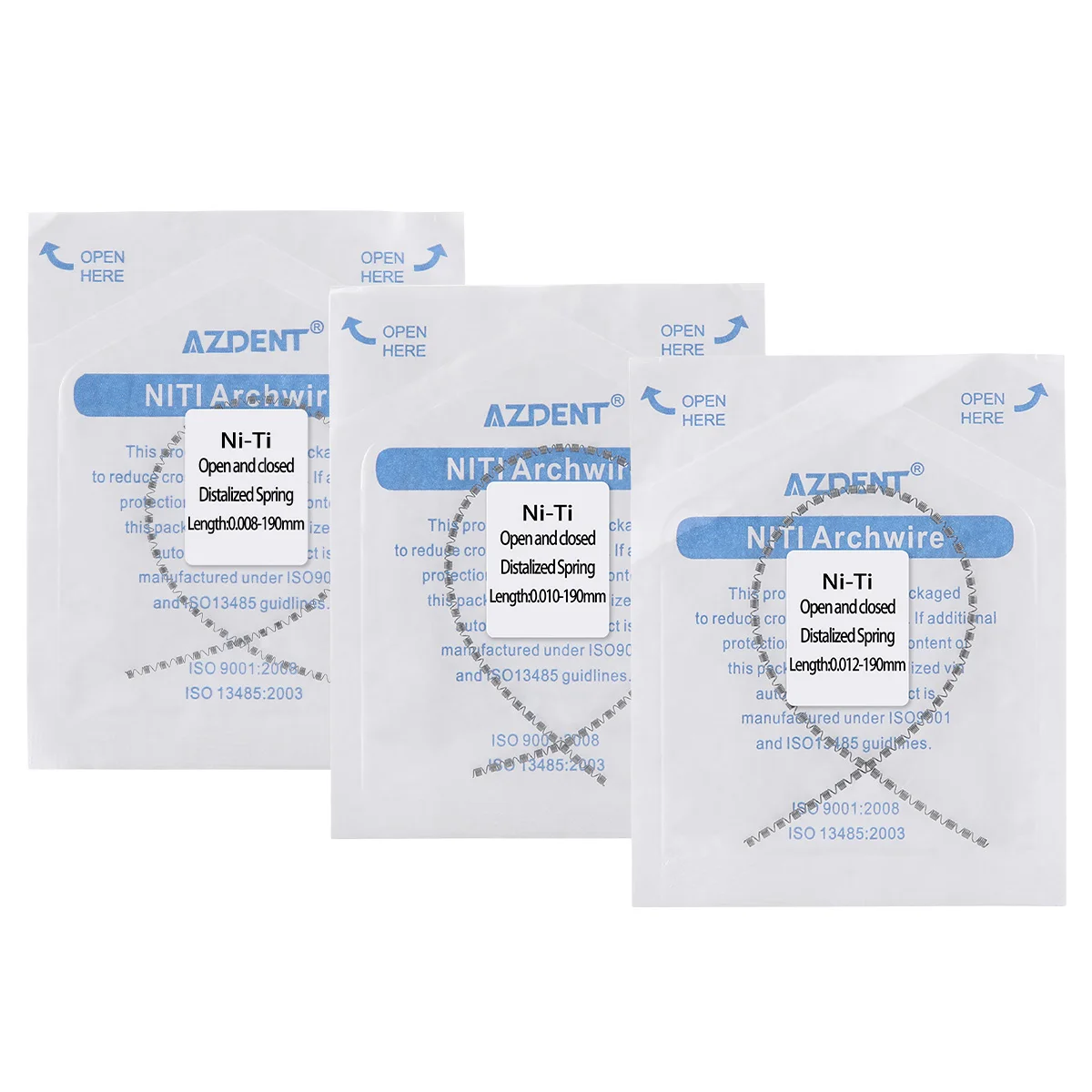 AZDENT Zahnärztliche Kieferorthopädische Offene und Geschlossene Feder NI-TI Distalisierte Elastische Spiralfedern 190mm 0,008/0,010/0,012 Zahnmedizin – Detail 1