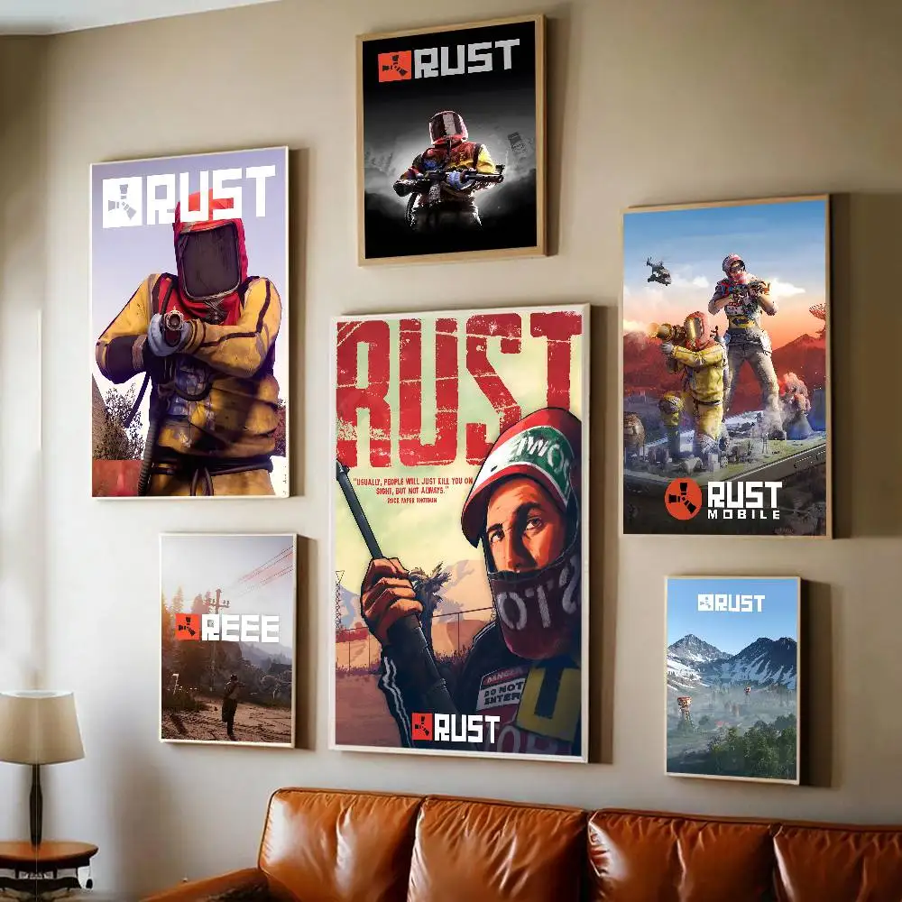 R-Rust Game Whitepaper Poster Waterproof Paper Sticker Coffee House Bar Aesthetic Art Wall Painting