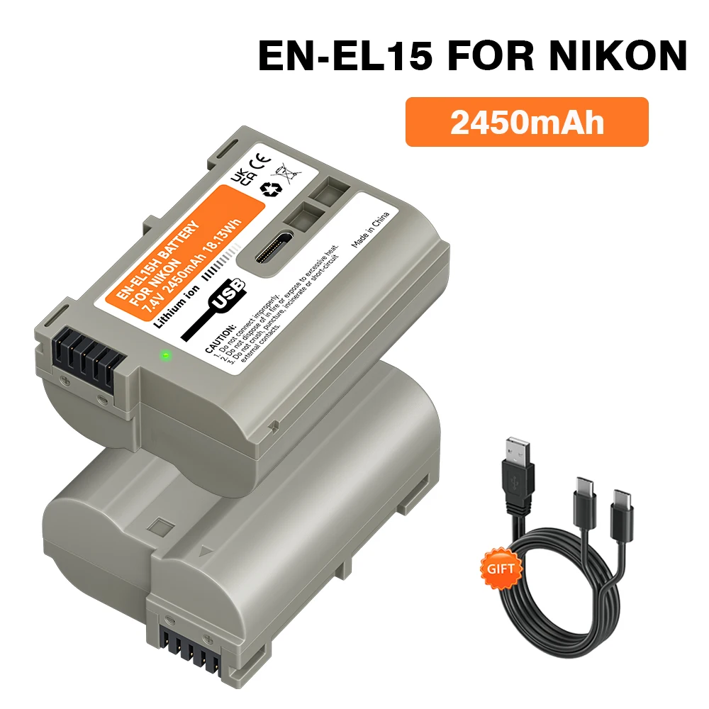 PALO EN-EL15 EN EL15 en el15C Battery +Type-C Charging Port for Nikon D810 D800 Z8 Z7 Z7II Z6II Z5 D7500 D7200 D7100 D7000 D850