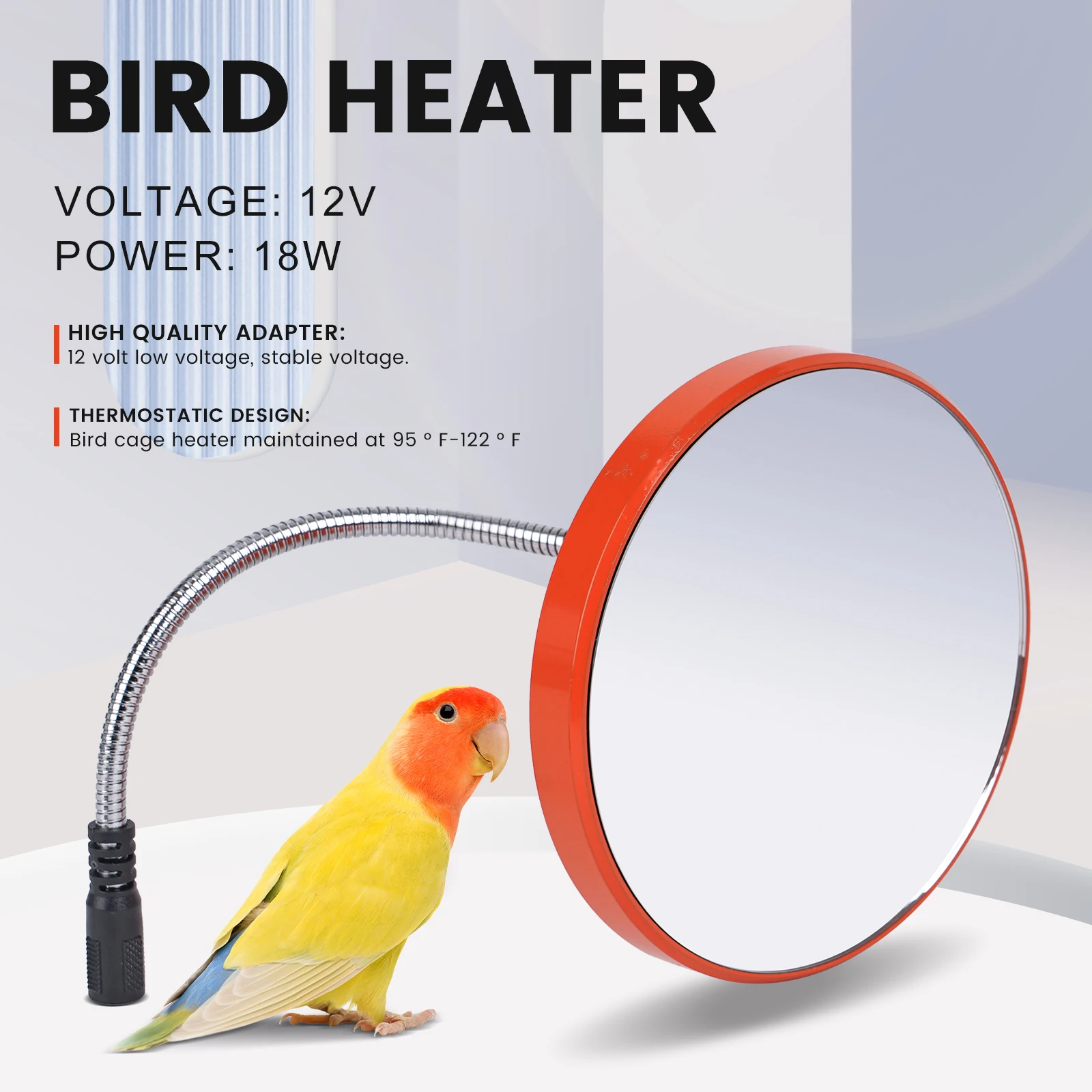 New 220V Bird Parrot Heating Plate Pet Mirror Heater For Bird Cage Thermostatic Plate Bird Heater Safe Bird Parrots Hamsters