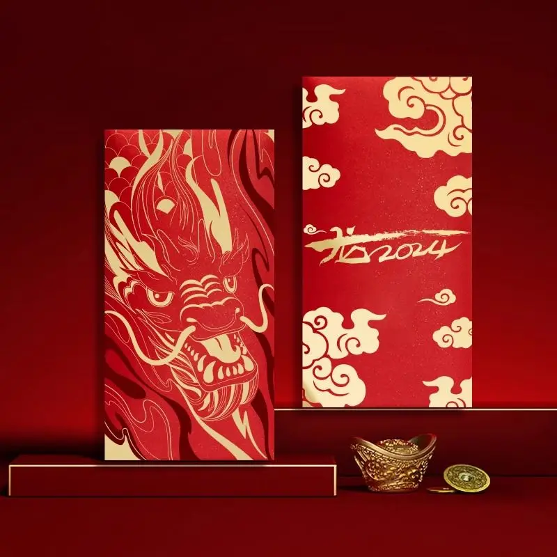 10pcs/Set Red Envelope 2024 Dragon Year Thicken Hongbao Chinese New Year Red Packet Spring Festival Supplies