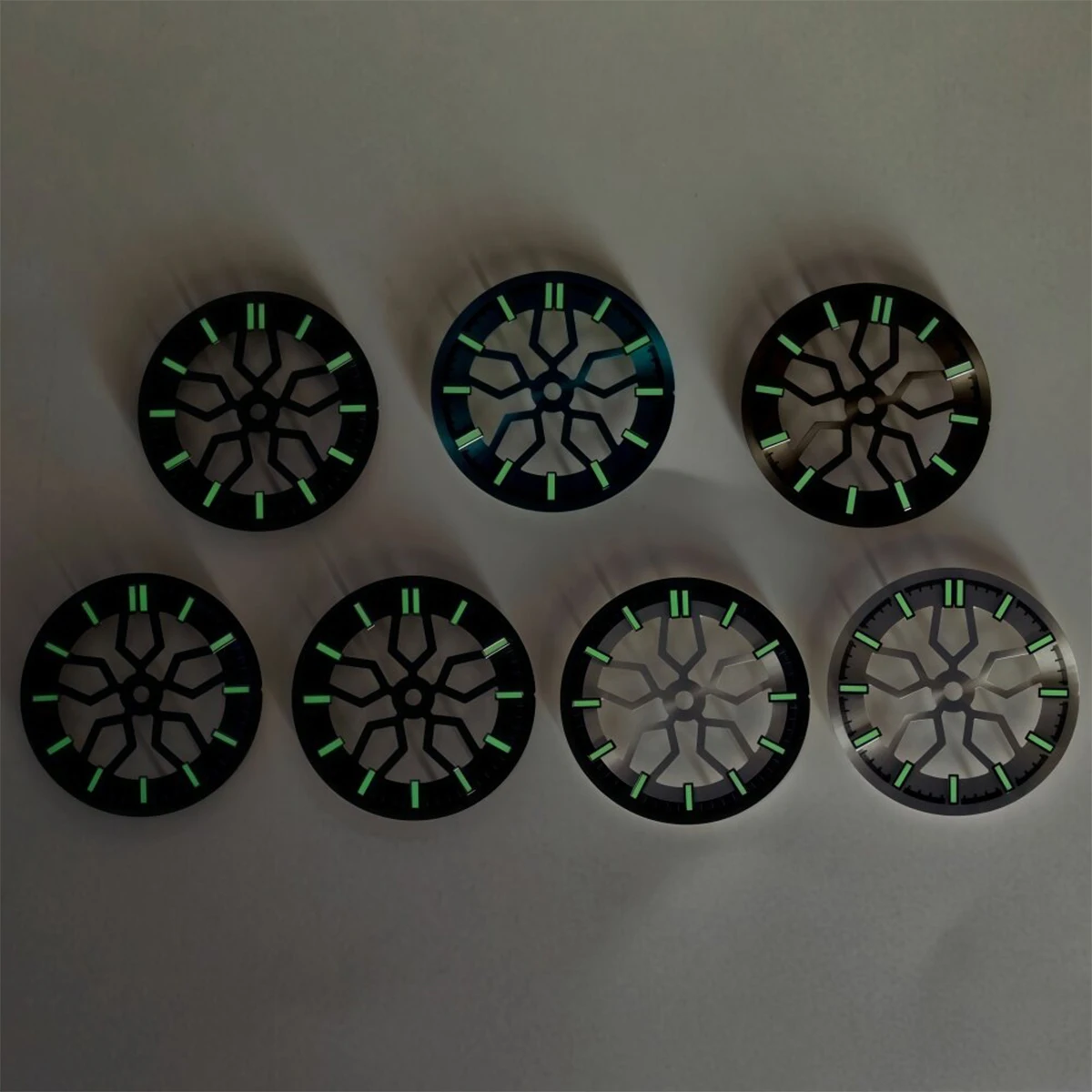 28.5mm Dial Green Luminous Hollow Skeleton Dial Suitable for NH38/NH70/NH72/NH71 Movement Watch Accessories