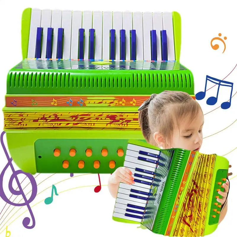 

Kids Accordion Musical Instruments 17Keys Button Accordion Small Accordion Toy Lightweight Educational Toy Preschool Cute