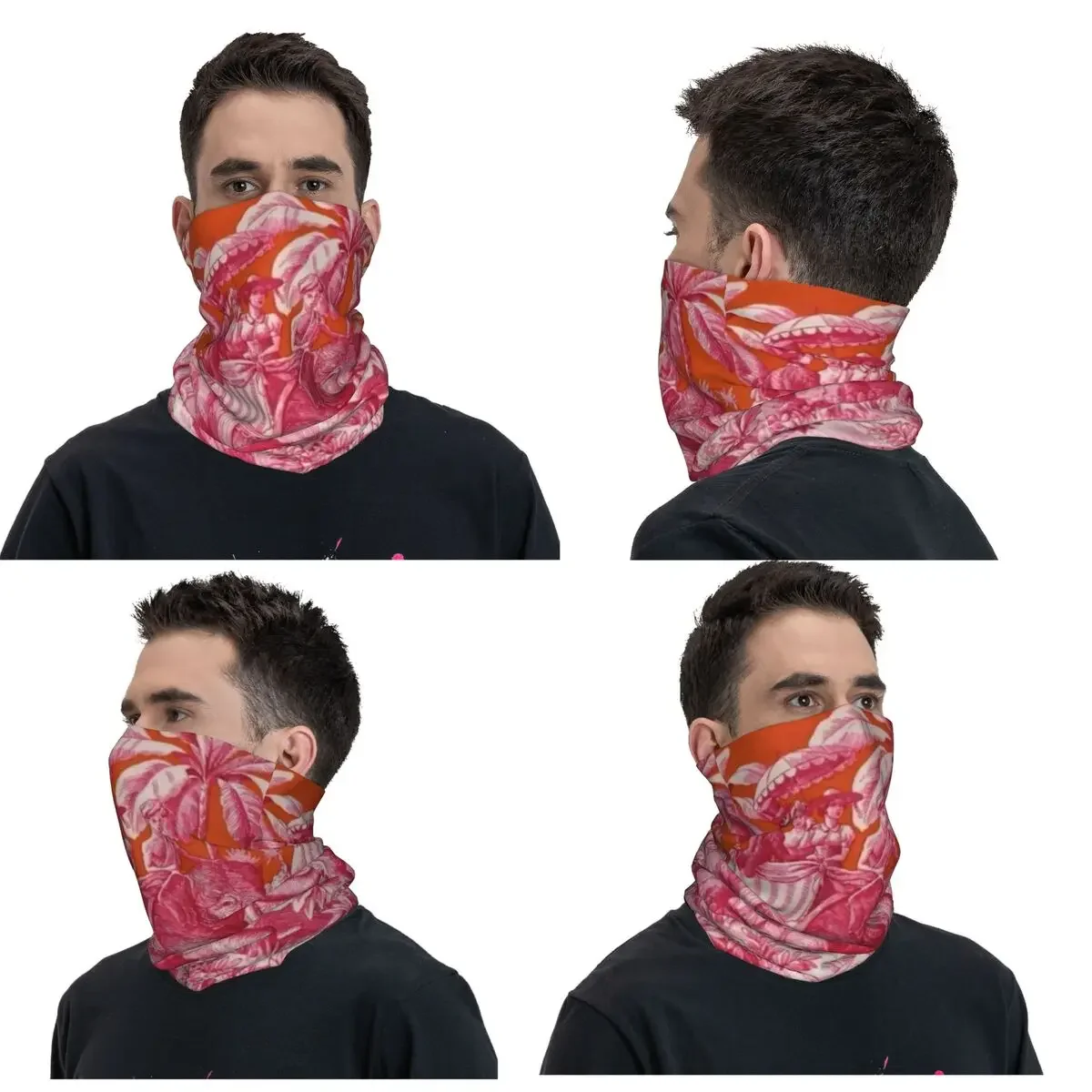 Toile De Jouy - Bandana rosa y naranja Polaina para el cuello Máscara estampada Bufanda Mascarilla multiusos Ciclismo para hombres Mujeres Adultos Lavable