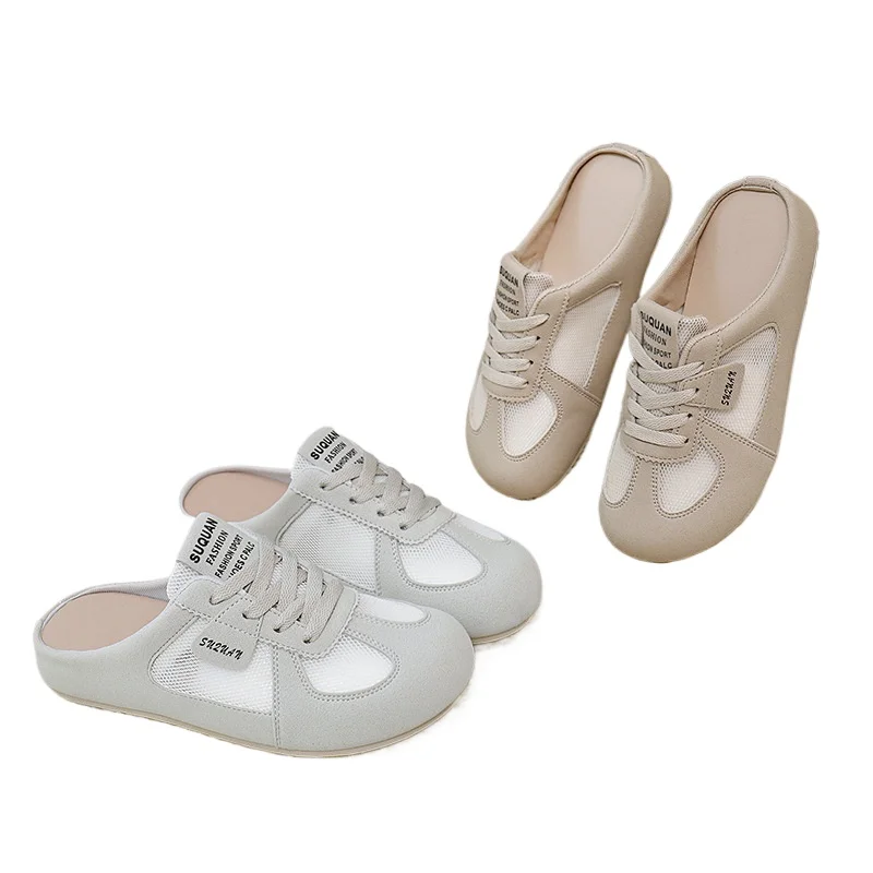 

One-step lazy women's shoes, summer comfy closed-toe shoes, new gray mesh sandals, breathable and cool for summer designer shoes