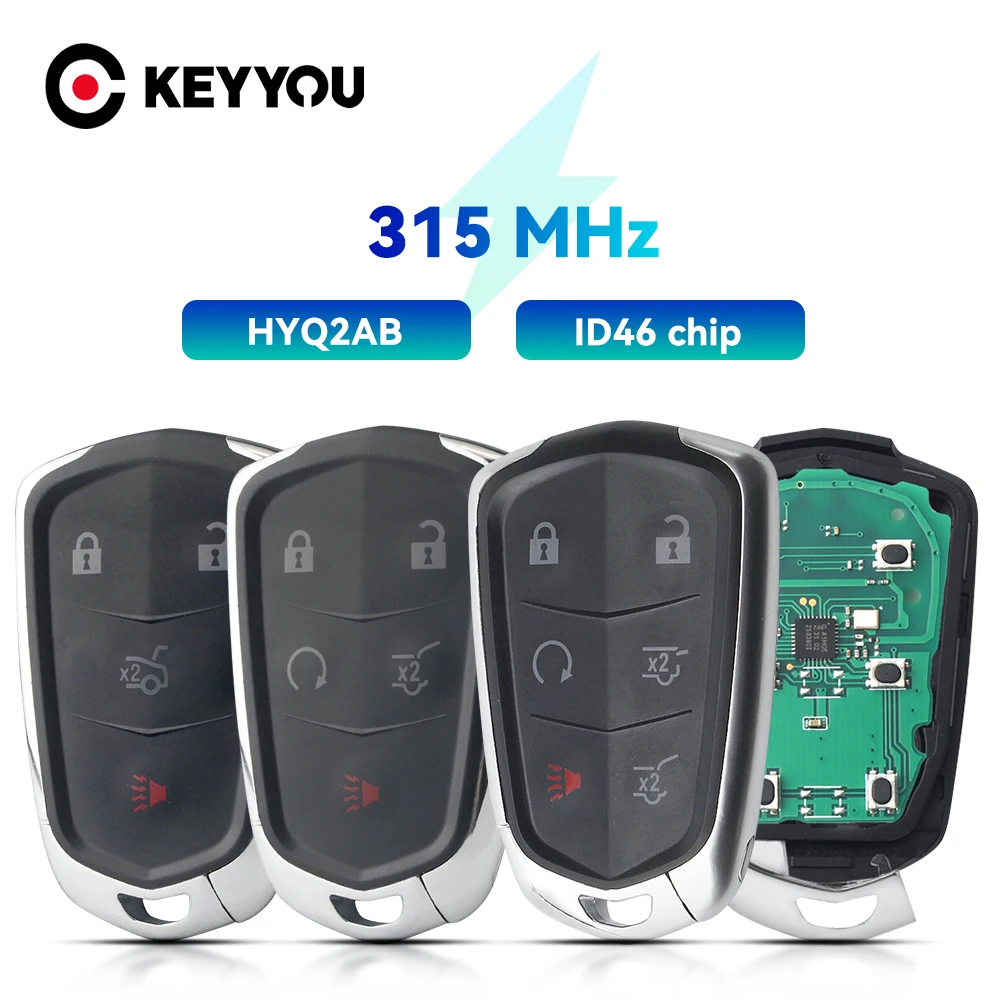 

KEYYOU HYQ2AB 315MHZ for Cadillac ESCALADE /ESCALADE ESV 2015-2019 XTS CTS CT6 ATS 3/4/5/6 Button Smart Remote Car Key Fob